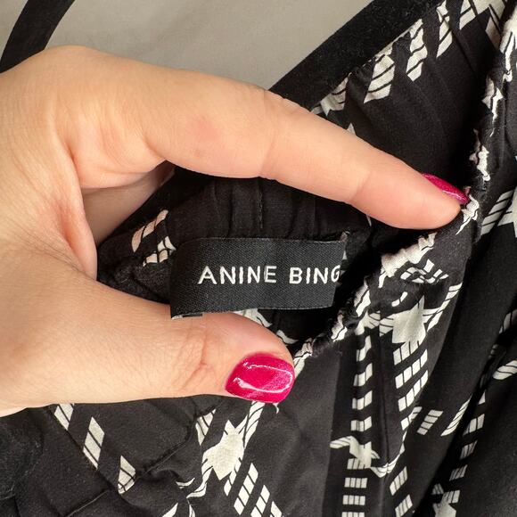 Anine Bing Black Plaid Printed Owen Pants XS / Small - Picture 4 of 7